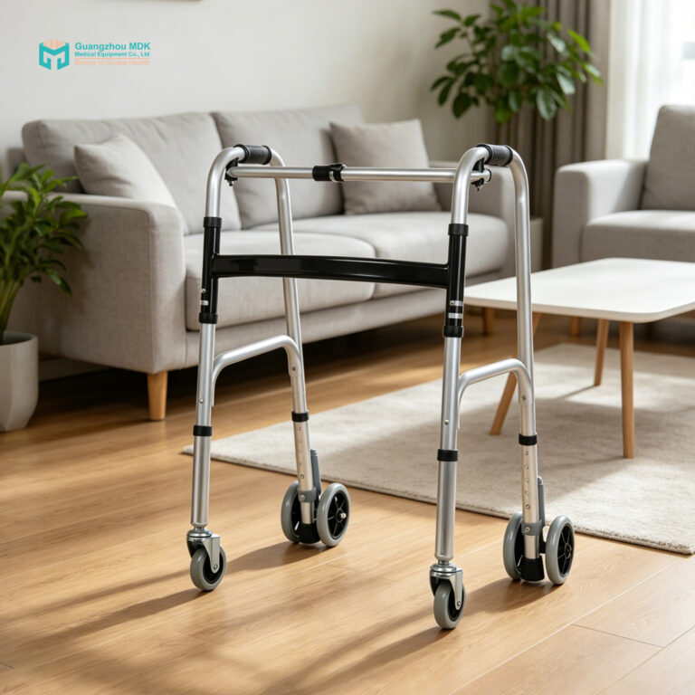 Ultra-Lightweight Dual-Mode Aluminum Folding Walker with 5-Inch Wheels & Flip-Up Seat