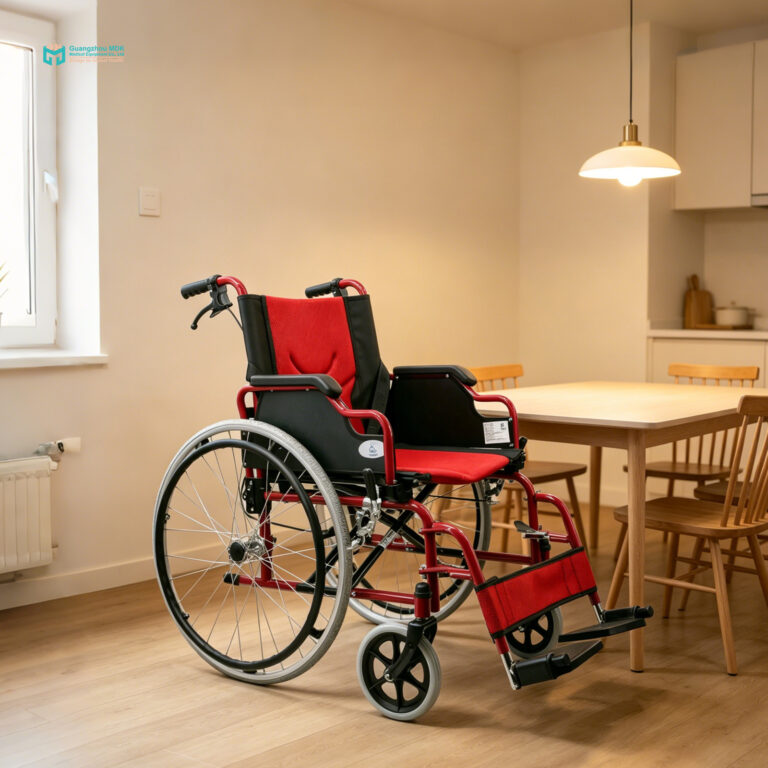 Heavy-Duty Manual Wheelchair with Flip-Back Armrests & Double Cross-Brace Frame