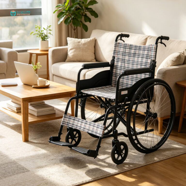 High-Visibility Red Carbon Steel Manual Wheelchair with 24-Inch Sporty Wheels