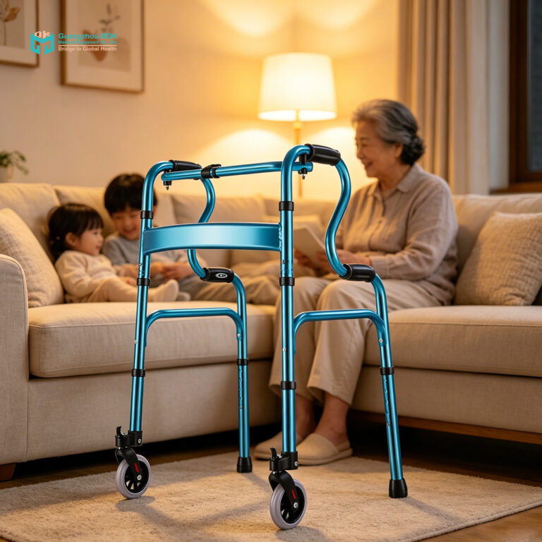 Ultra-Lightweight Dual-Tier Aluminum Walker with 4CM Wide Flat Tube & Stand-Up Assist