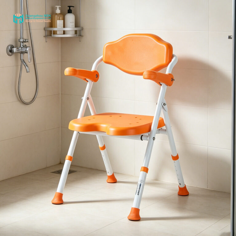 Foldable Aluminum U-Shaped Shower Chair with Full-Wrap EVA Pads & Flip-Up Armrests