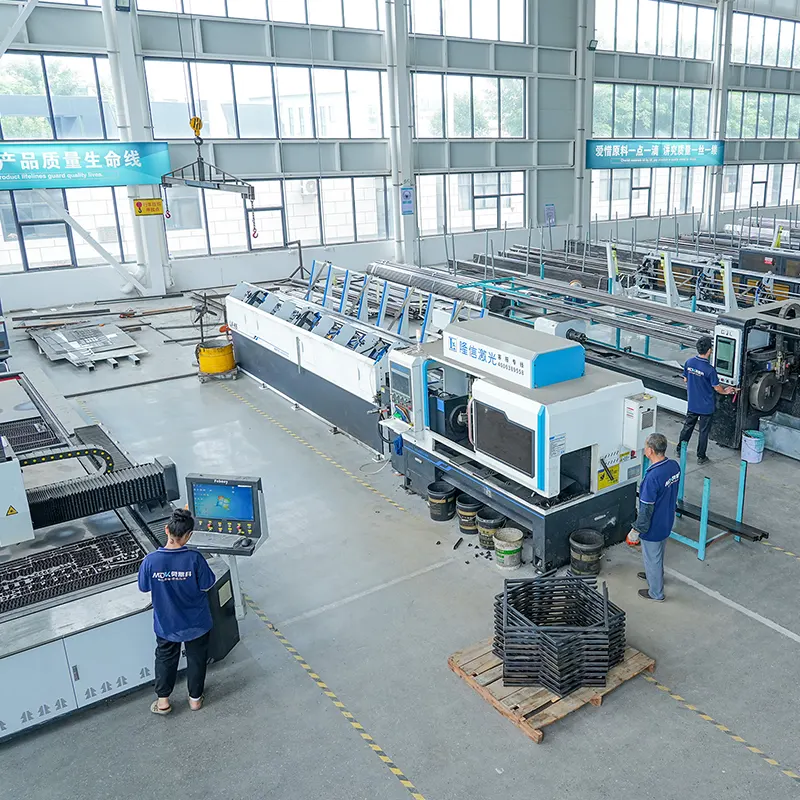 High-precision laser tube cutting machine in operation