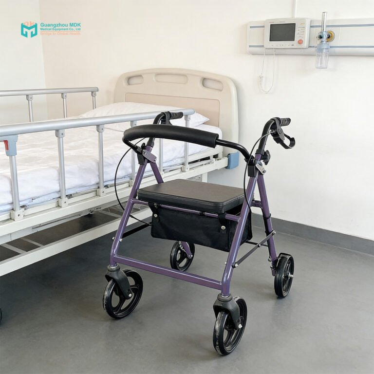 Lightweight Aluminum Rollator Walker with 8″ Wheels & Padded Seat