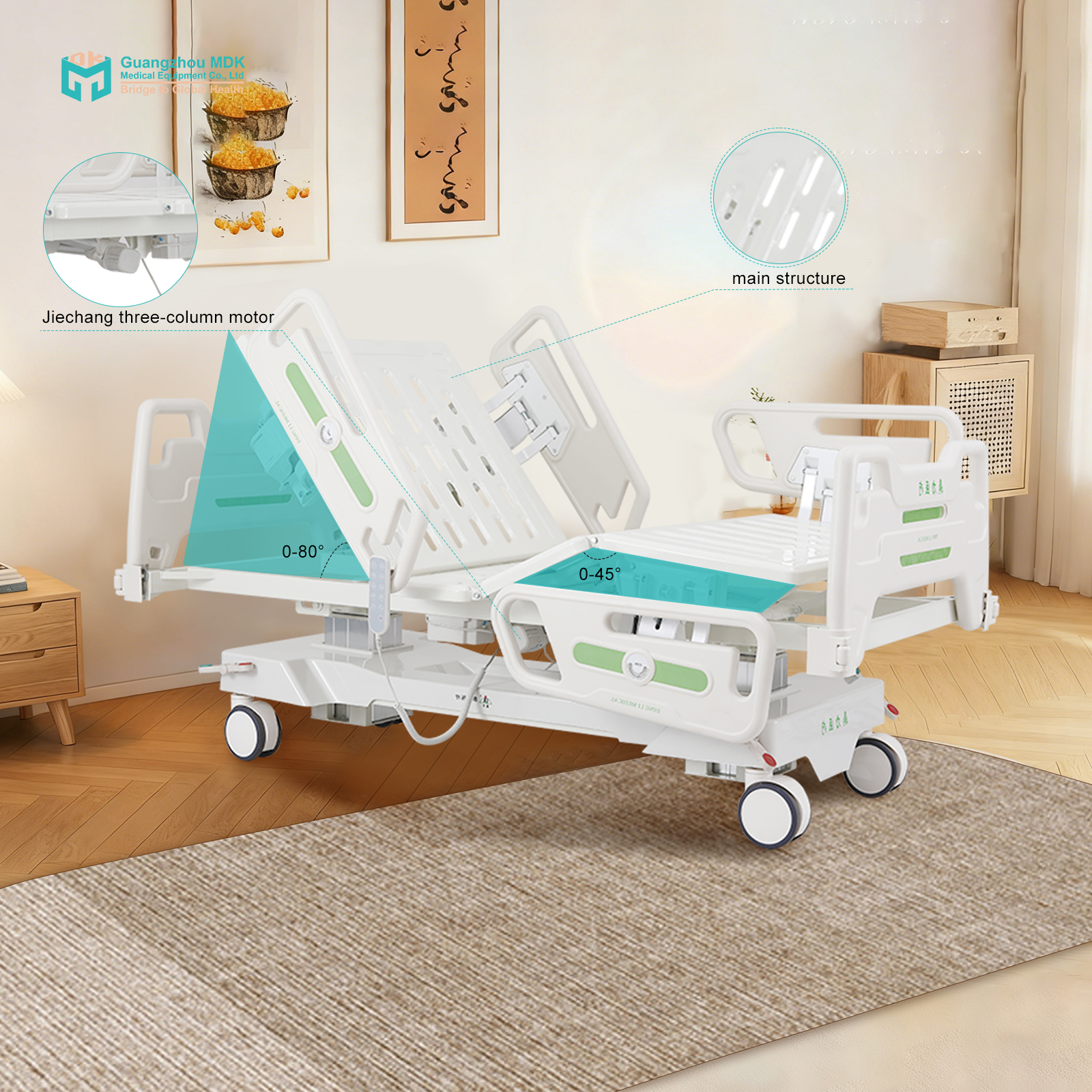 Advanced Dual Column 5-Function Electric Hospital Bed with Smart Controls