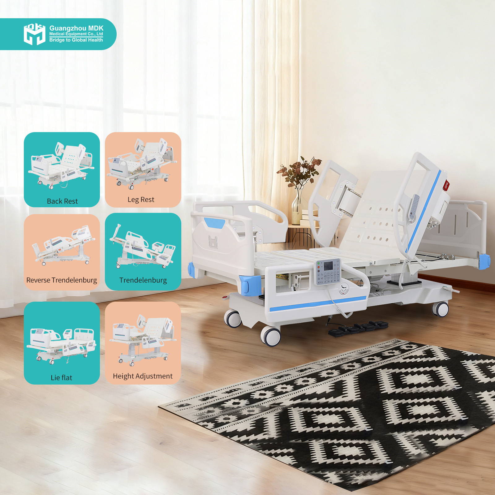 Advanced 7-Function Dual Column Medical Bed with Lateral Tilt & Weighing System