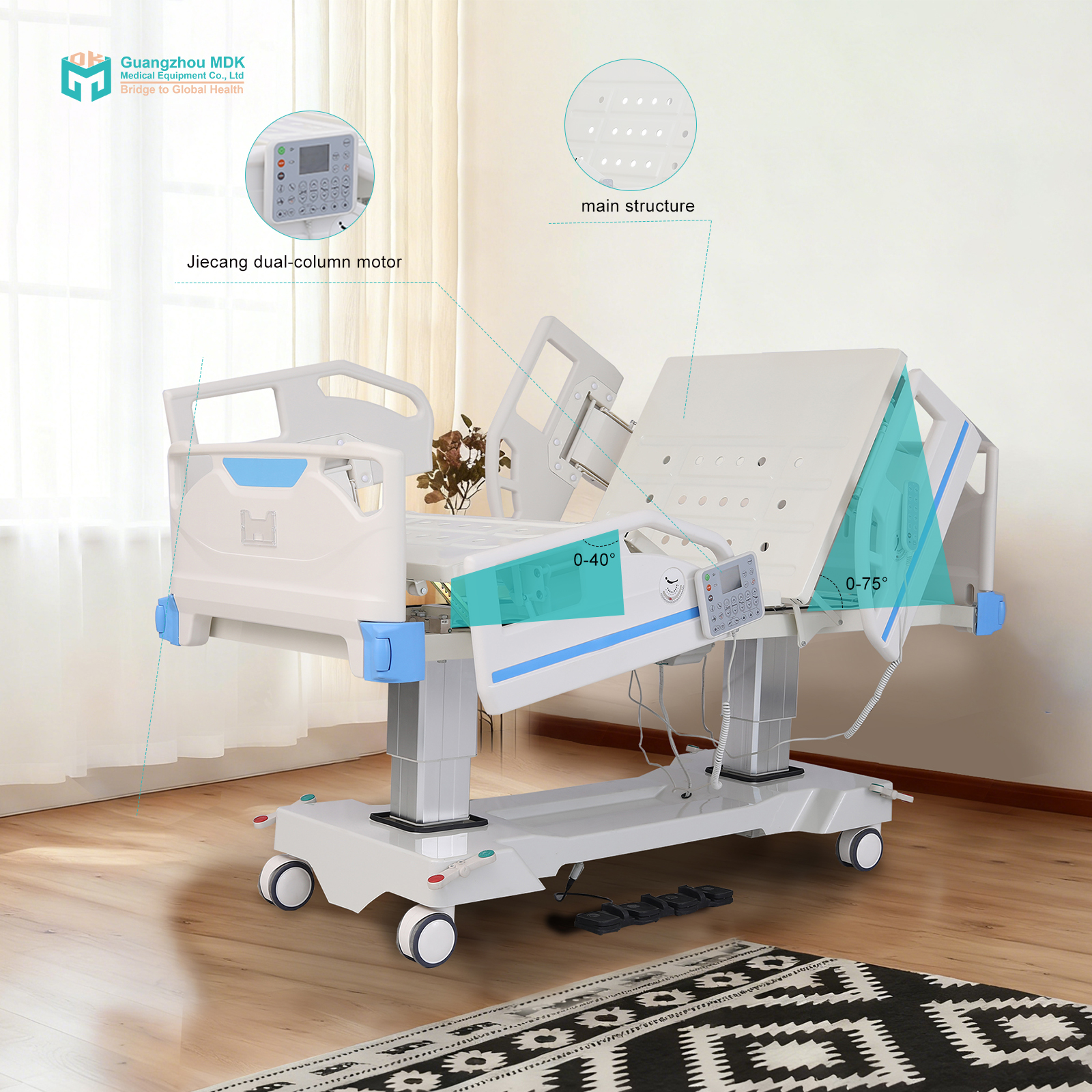 Advanced 7-Function Dual Column Medical Bed with Lateral Tilt & Weighing System