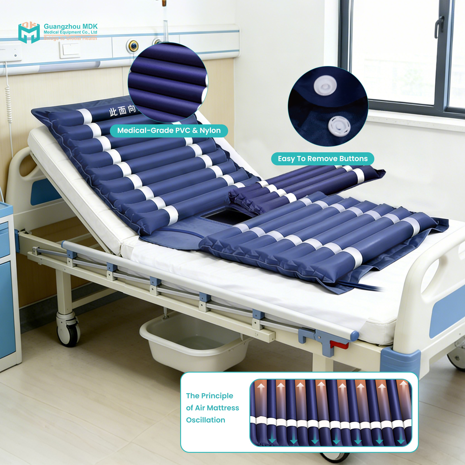 Premium Alternating Air Mattress with Bedpan Hole & Quiet Pump