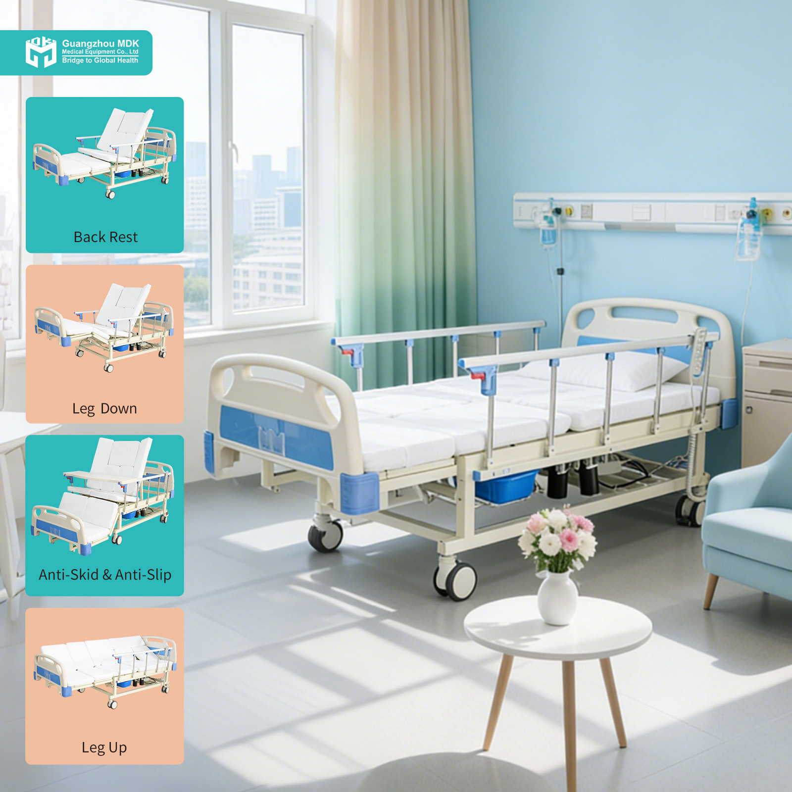 Premium Electric & Manual Anti-Slip Homecare Bed with Full Accessories