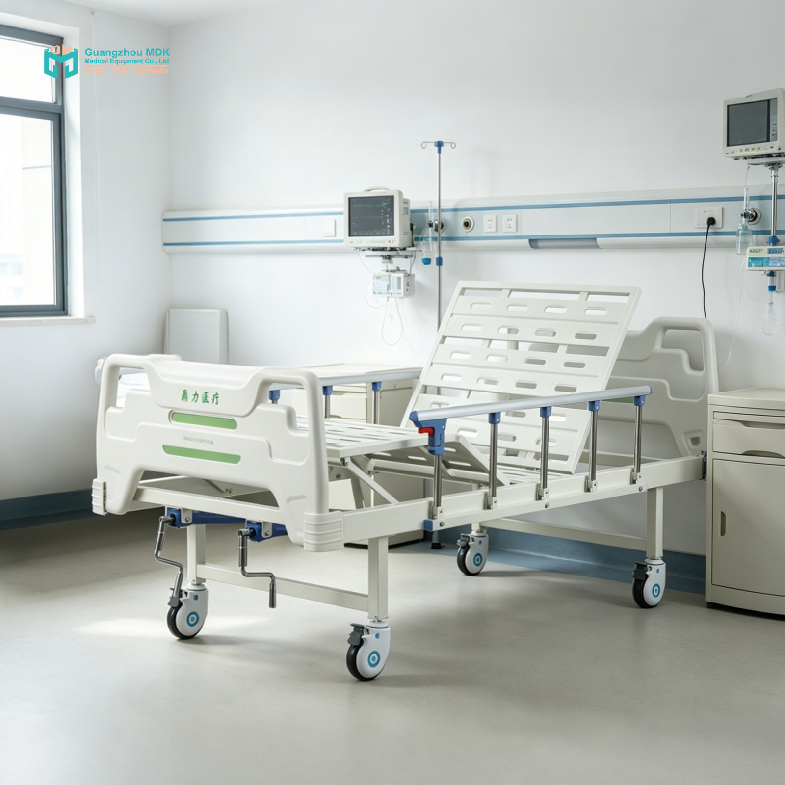 Durable Manual 2-Function Hospital Bed with DL PP Boards
