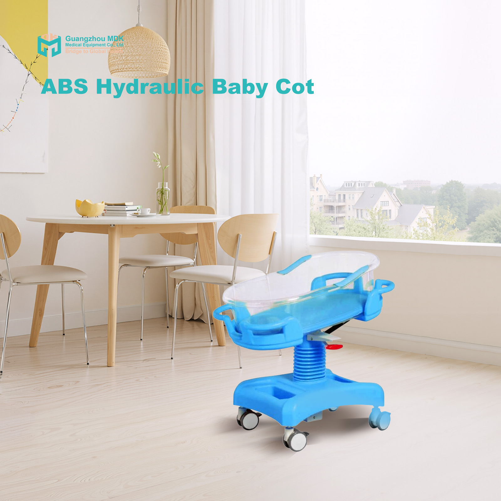 Premium ABS Hydraulic Baby Cot with Transparent Basin