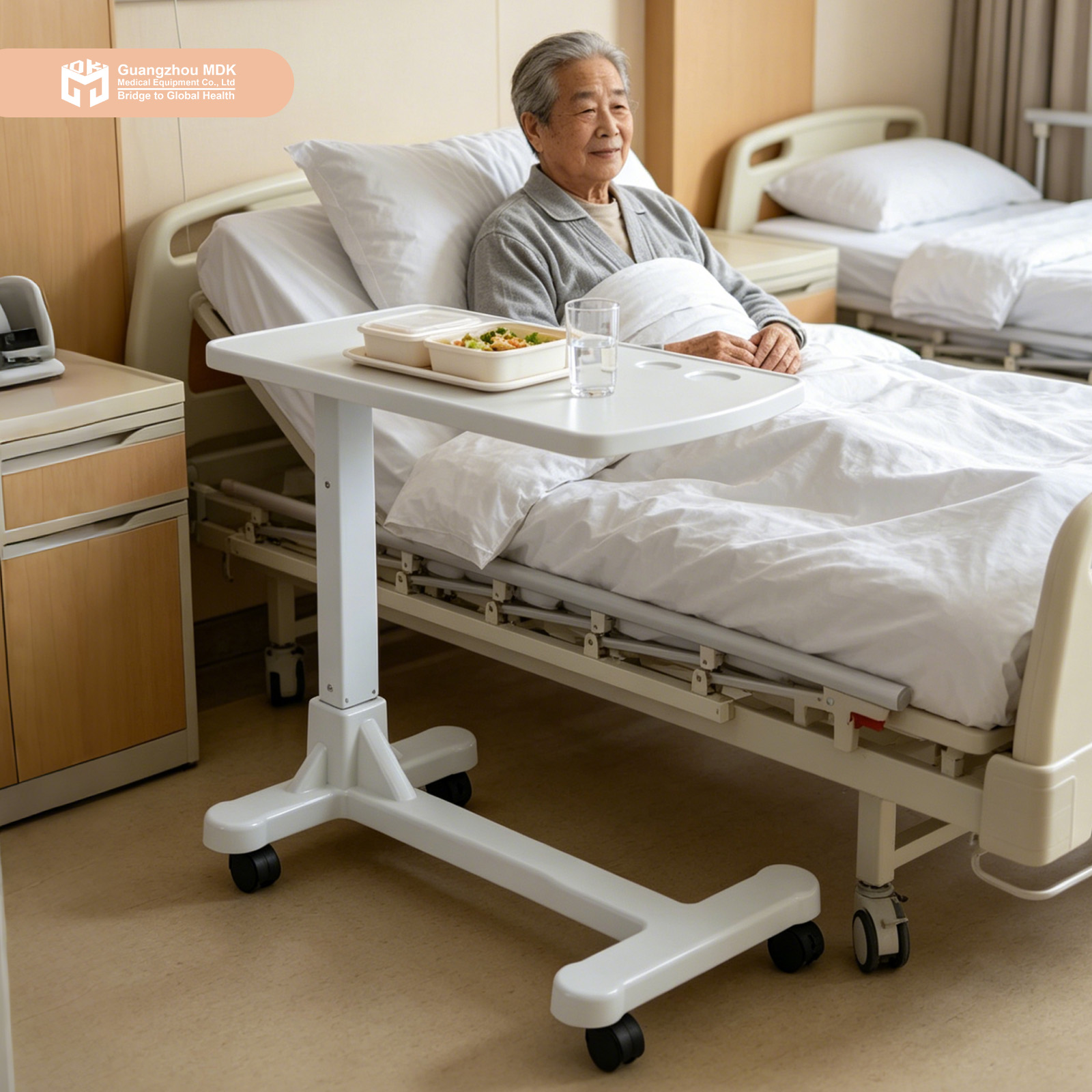 Premium ABS Hydraulic Overbed Table with Carbon Steel Frame