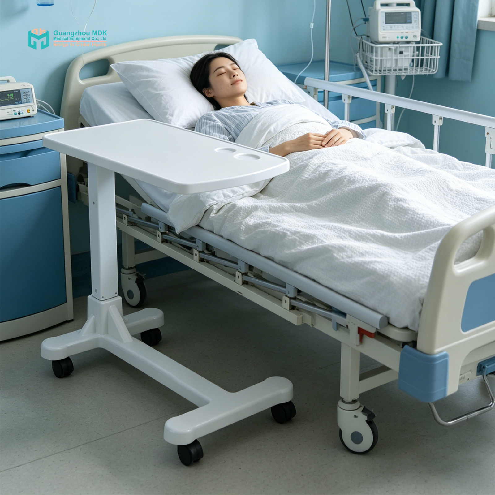Premium ABS Hydraulic Overbed Table with Carbon Steel Frame