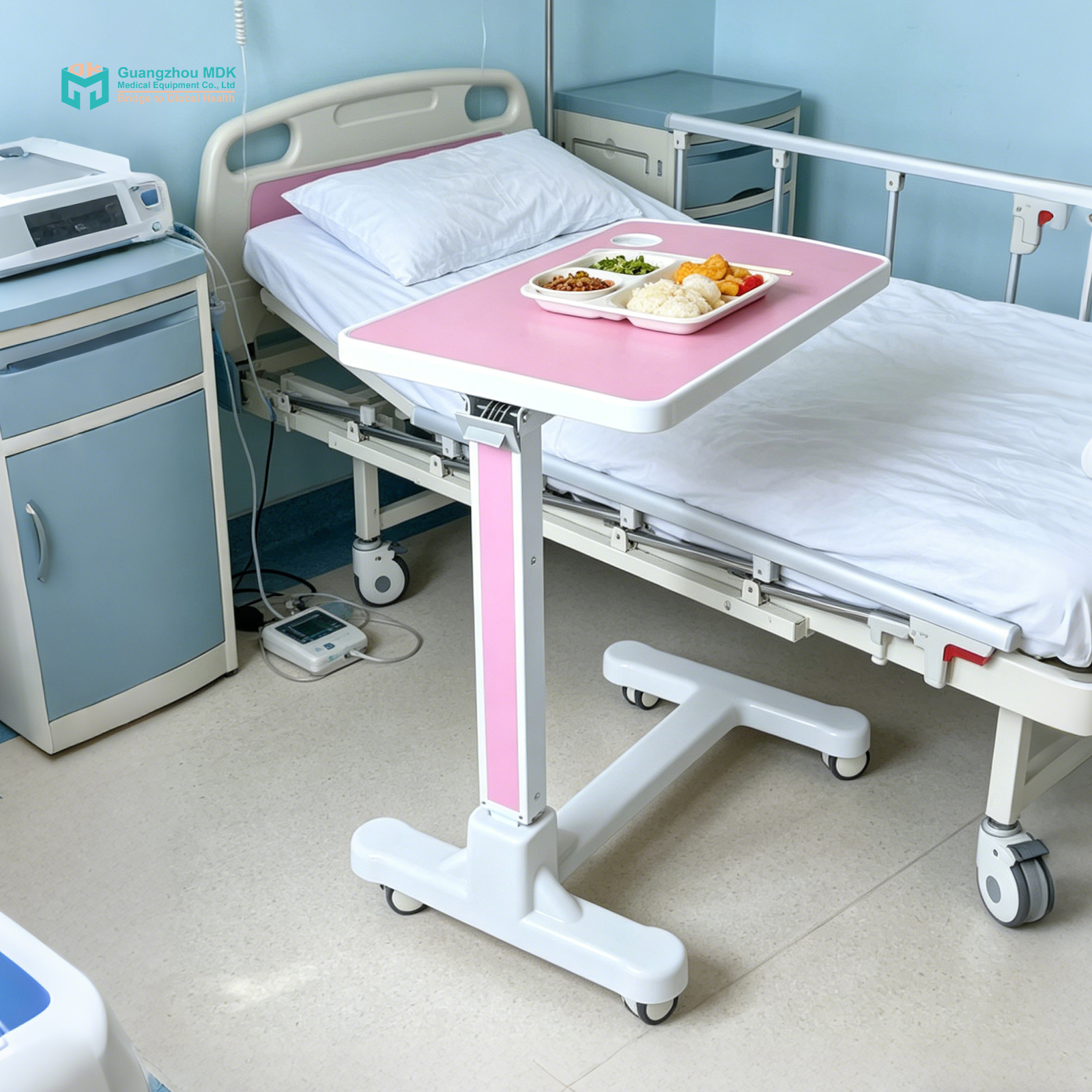 Durable Hydraulic Overbed Table with PVC-Coated ABS Surface