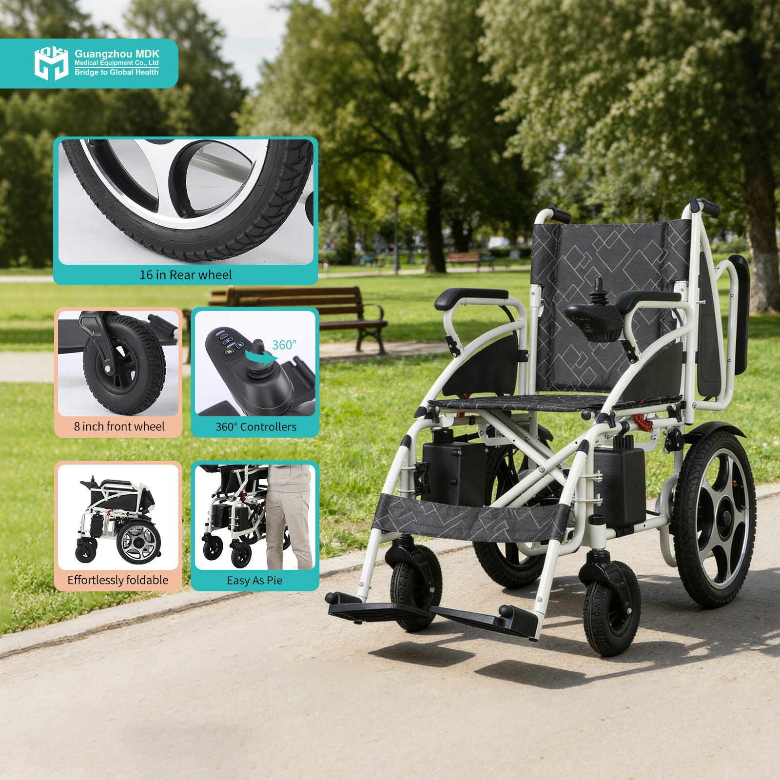 Premium Foldable Electric Wheelchair with 16-Inch Rear Wheels
