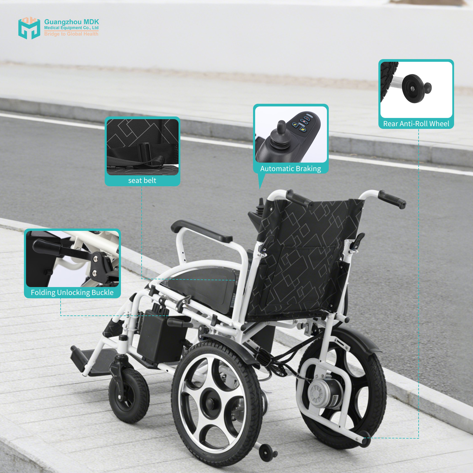 Premium Foldable Electric Wheelchair with 16-Inch Rear Wheels